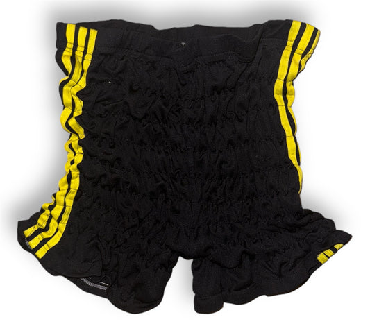 Shirred Sport Shorts Black and Yellow